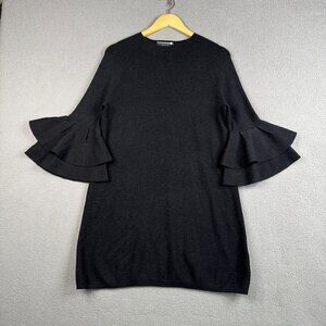 Anthropologie Mini Dress Small Metallic Black Claudette Ruffle Sleeve Whimsigoth